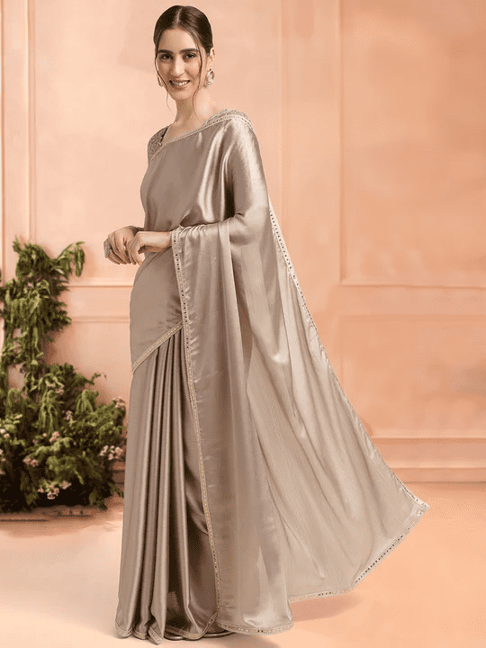 Beige Chiffon Saree